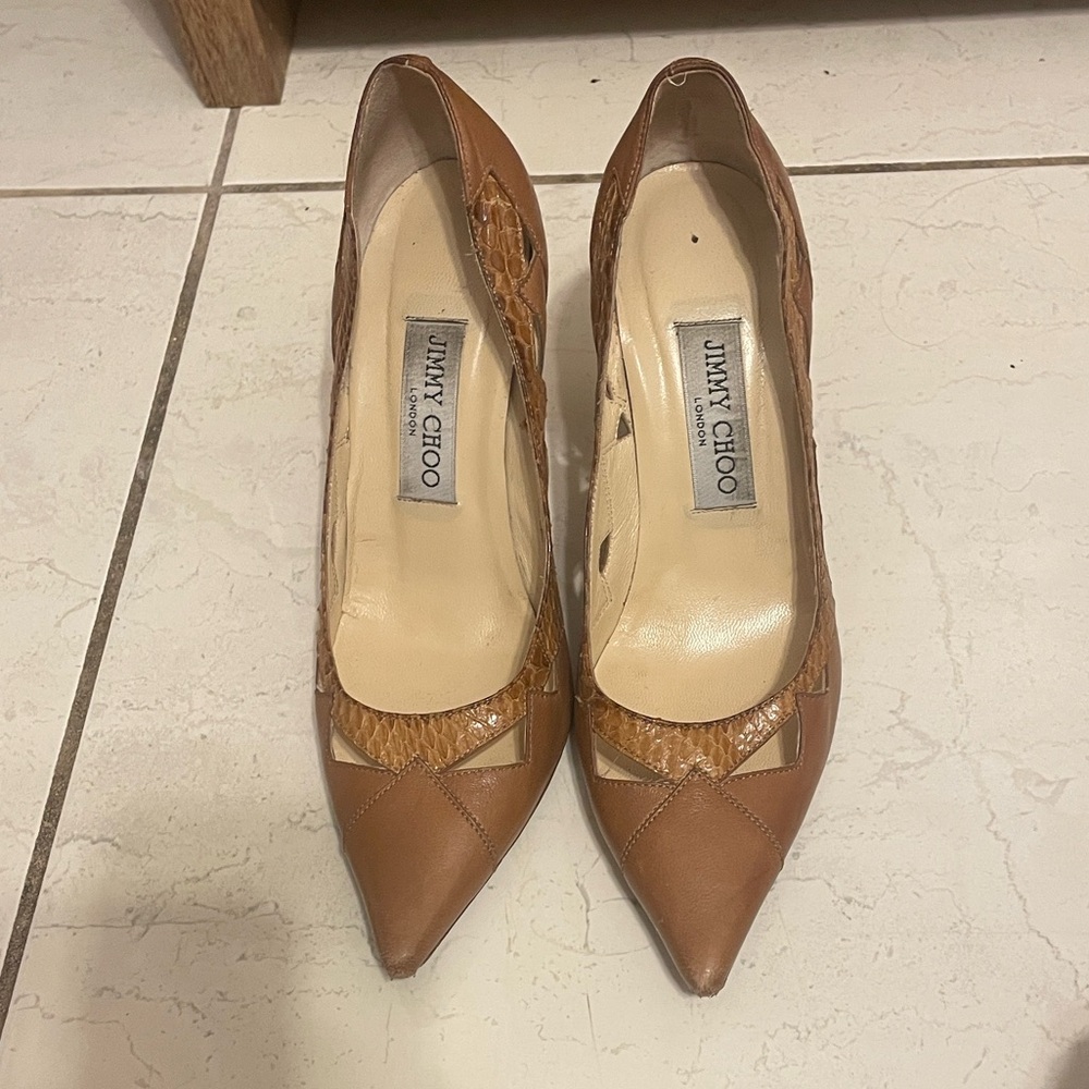 Jimmy Choo Tan Leather Heels
